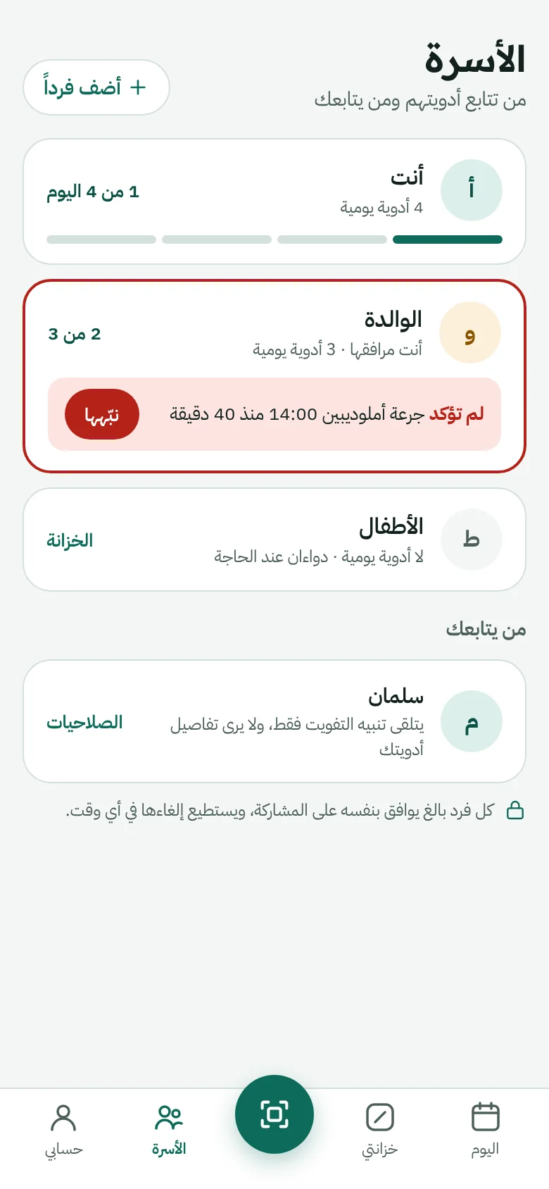 شاشة الأسرة والمرافقين